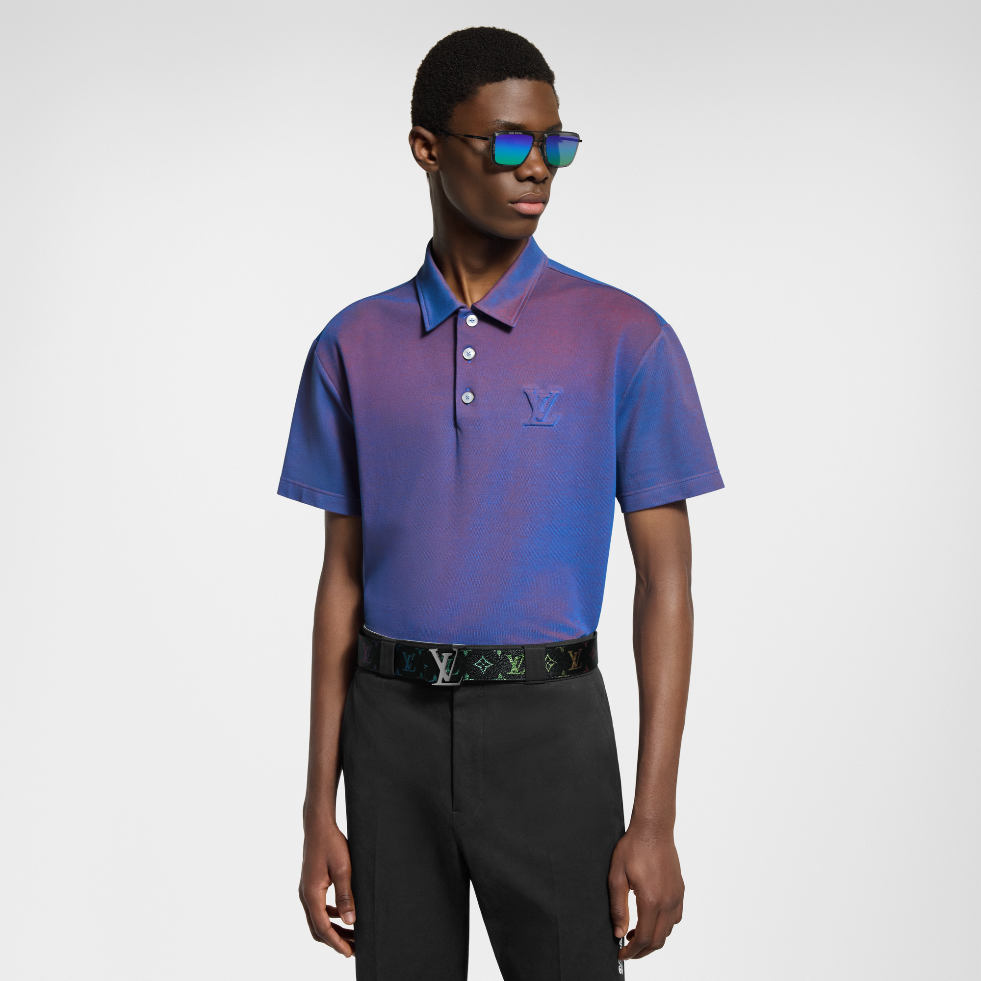 Iridescent Short-Sleeved Piqué Polo Shirt  in Men's Ready-to-Wear All Ready-to-Wear collections by Louis Vuitton (Product zoom)